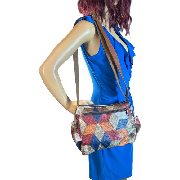 Colorful Patchwork Adjustable Crossbody Shoulder Bag NWOT - Picture 1 of 8